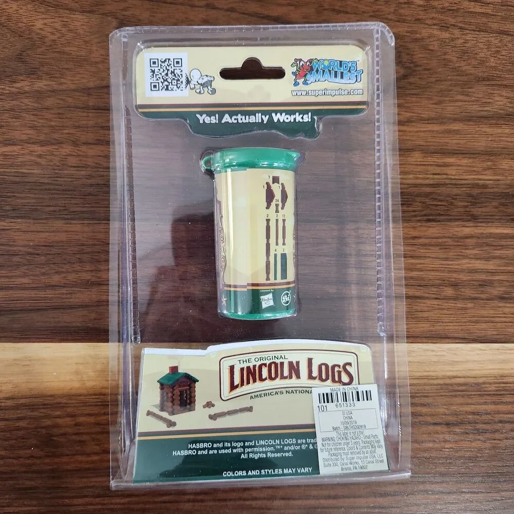 Hasbro Worlds Smallest Lincoln Logs Set Figure 49 Pieces Wooden Cabin Toy #542